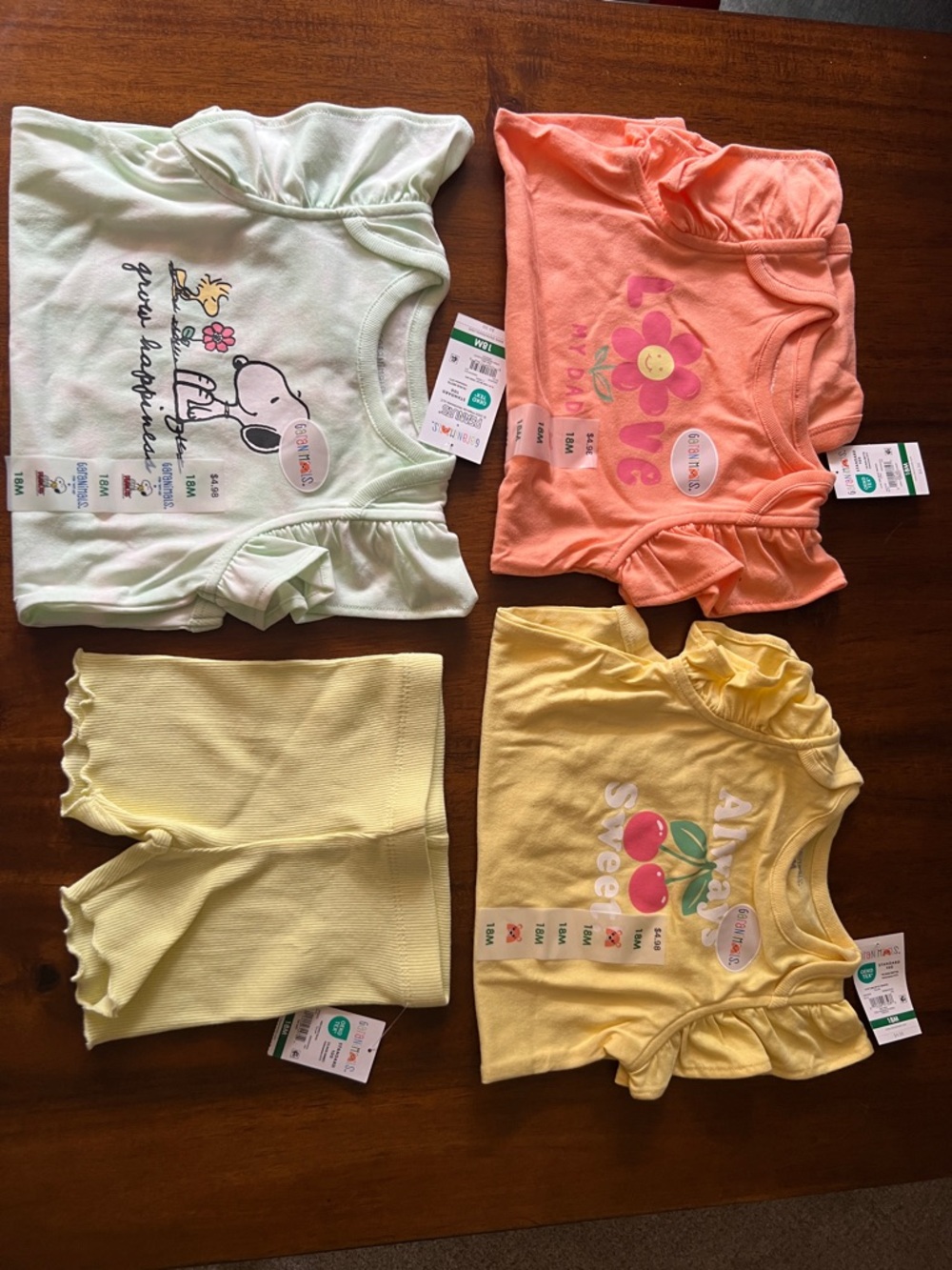 Garanimals Girls Matching Sets - Mint Green, Peach, Lemon Yellow